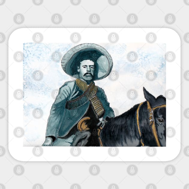 Pancho Villa Sticker by RedDragon_Watercolors